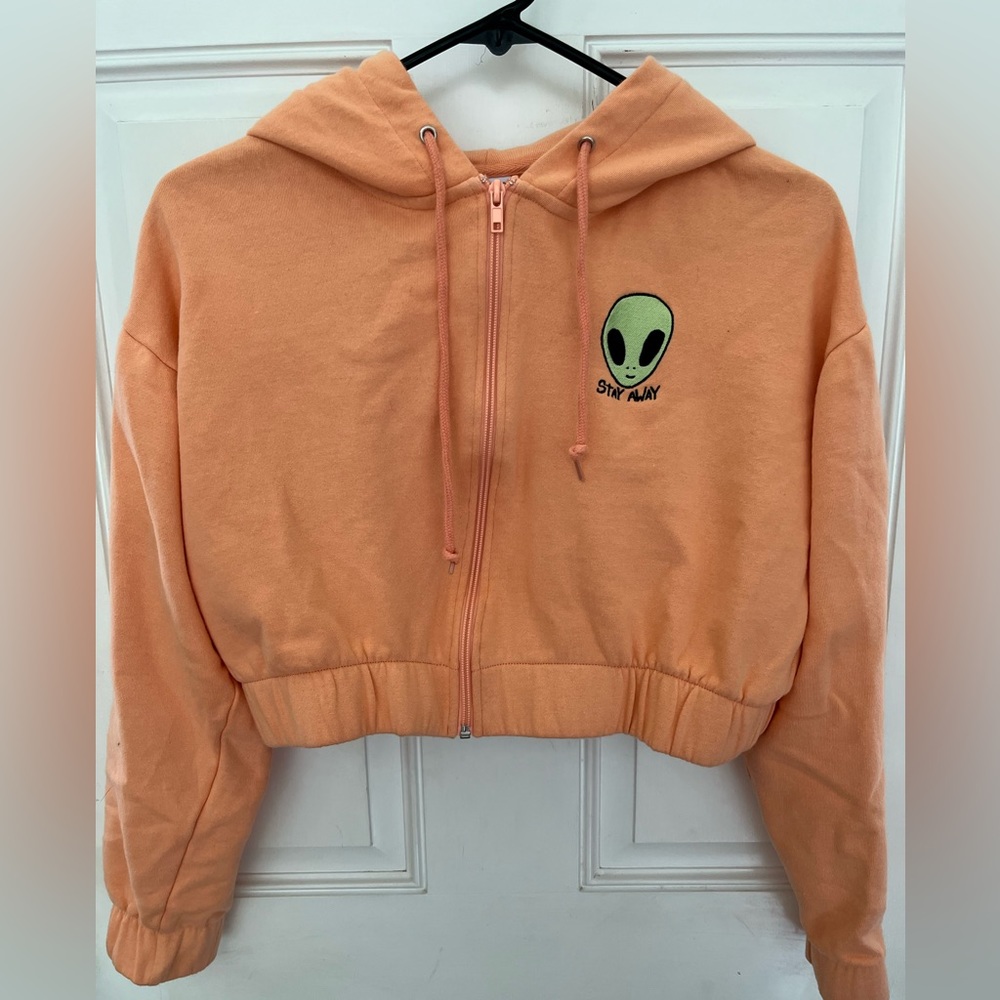 Stay Away Cropped Zip Up